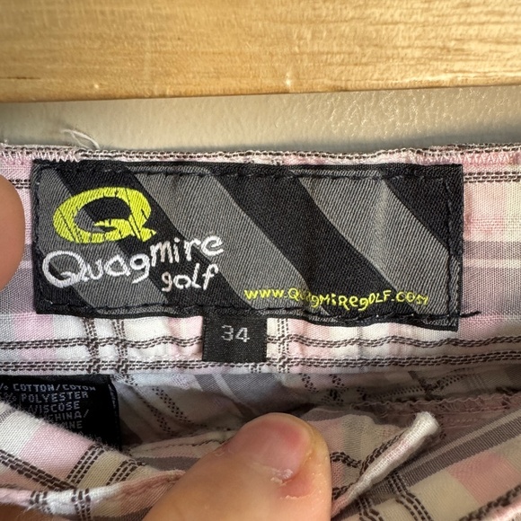 Quagmire Golf Men's Plaid Chino Golf Shorts‎ Pink/Gray 34 Preppy Country Club - Picture 3 of 16
